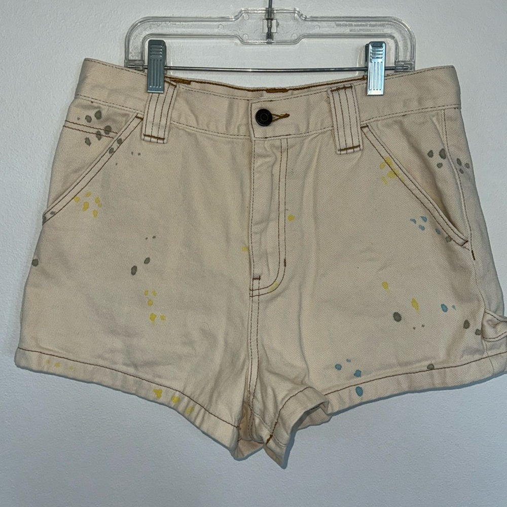 PacSun Cream Shorts with Colorful Splatter